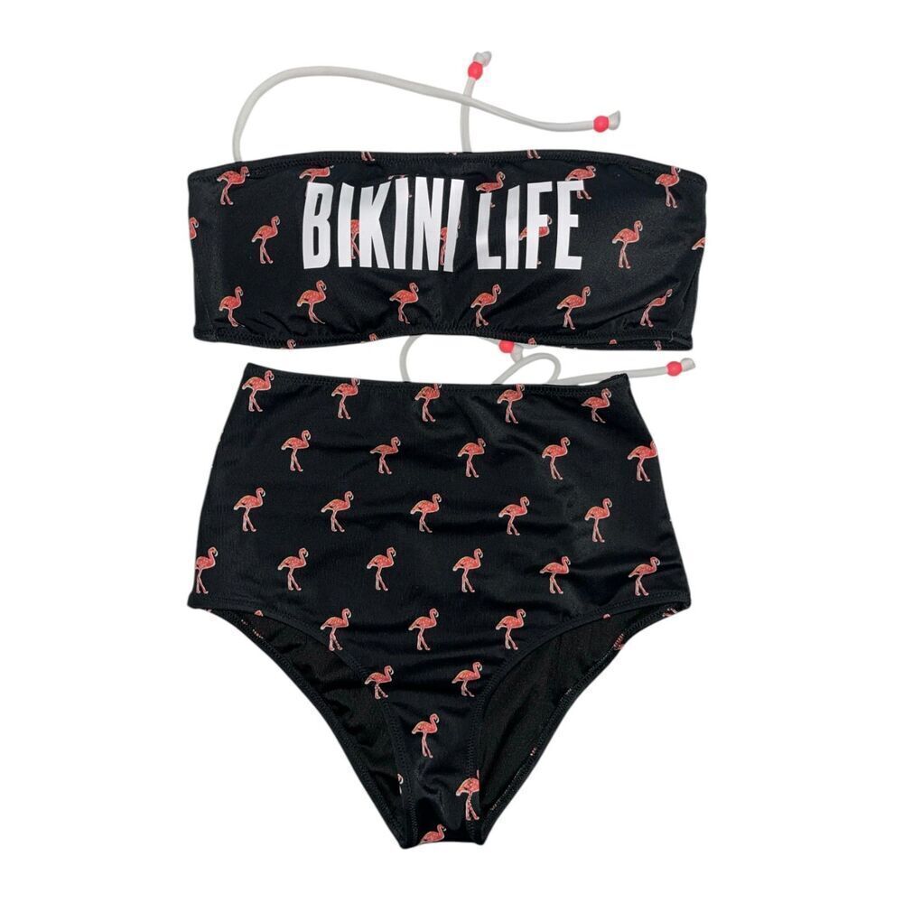 Victoria's Secret Black Flamingo Bikini Set Small Bikini Life Summer Swimwear